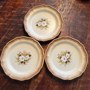3 Vintage Mikasa Whole Wheat Salad Plates 8.5" Daisy Motif Made In Japan
